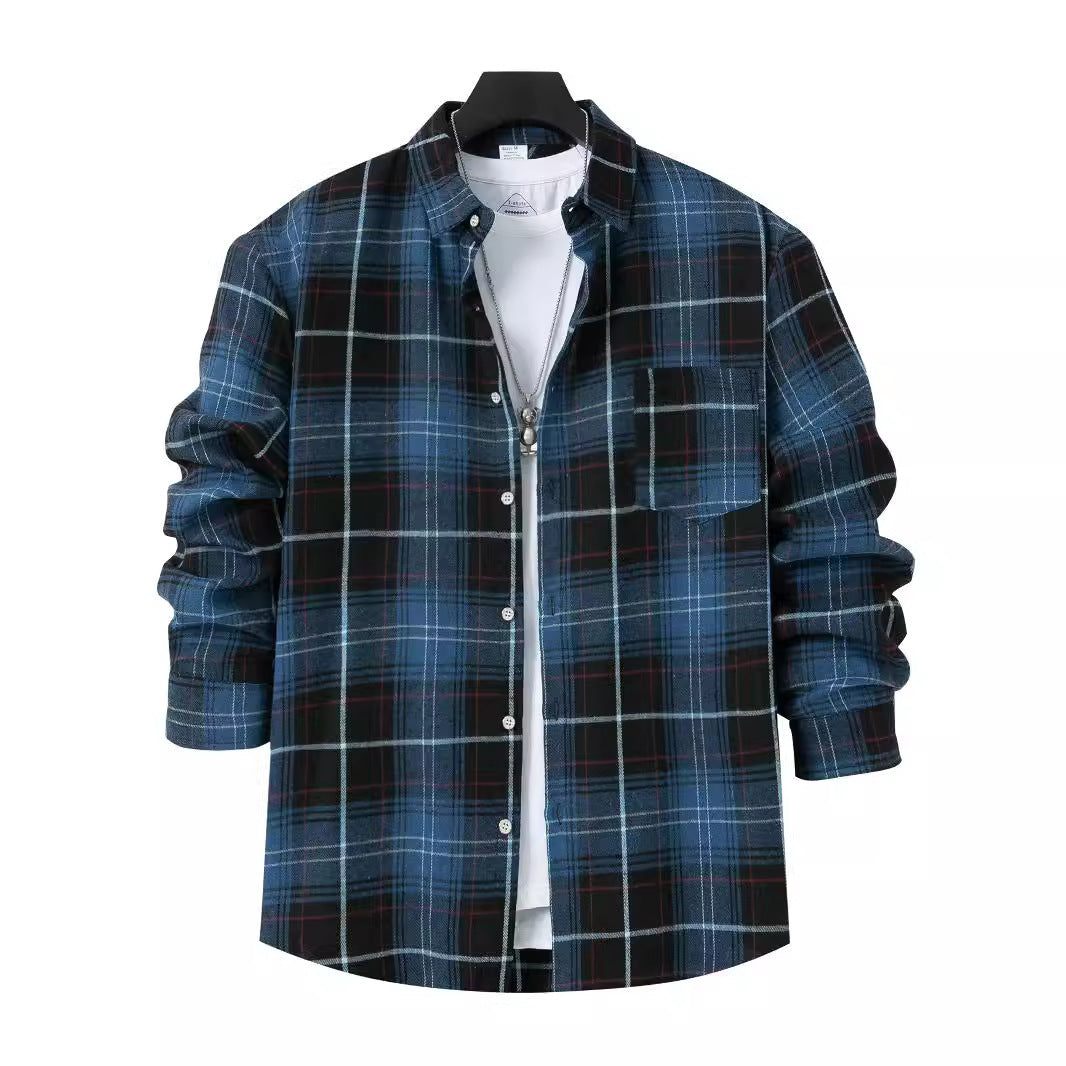 Herren Flanellhemd mit modernem Karo-Muster und Brusttasche R&B