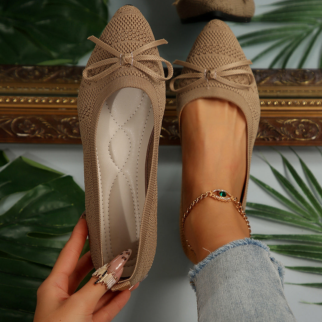 Damen elegante Ballerinas mit raffiniertem Schleifen-Detail und atmungsaktiver Obermaterialstruktur R&B