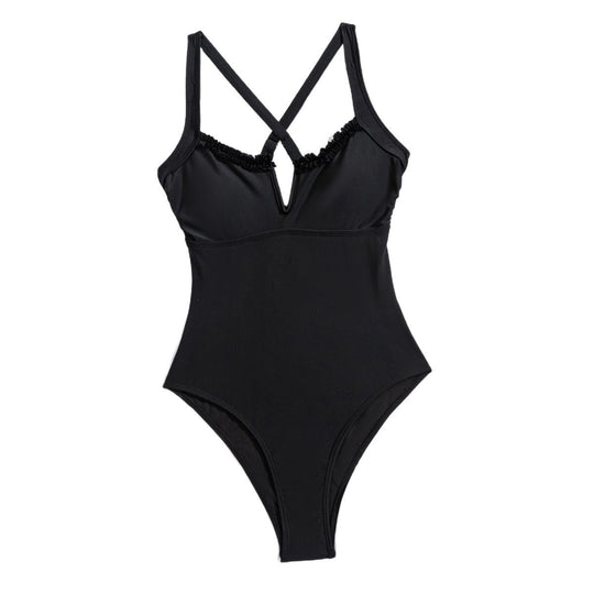 Damen Einteiliger Badeanzug mit neckischem V-Ausschnitt und raffinierten Trägerdetails R&B