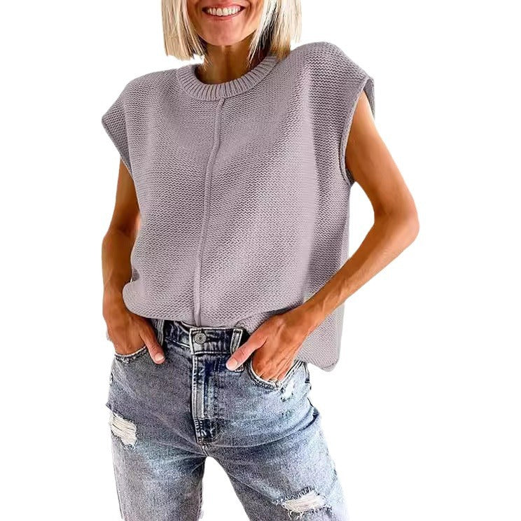 Damen lässiges Strickoberteil mit überschnittenen Schultern und strukturierter Textur R&B