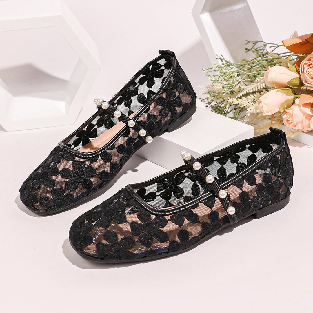 Damen Ballerinas mit zarten Spitzenmotiven R&B