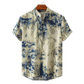 Herren Kurzarmhemd mit kreativem Aquarellmuster und button-down Kragen