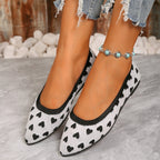 Damen Ballerinas aus weichem Strickmaterial mit Herzmuster und flexibler Sohle R&B