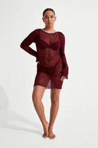 Damen durchscheinendes Häkelkleid R&B