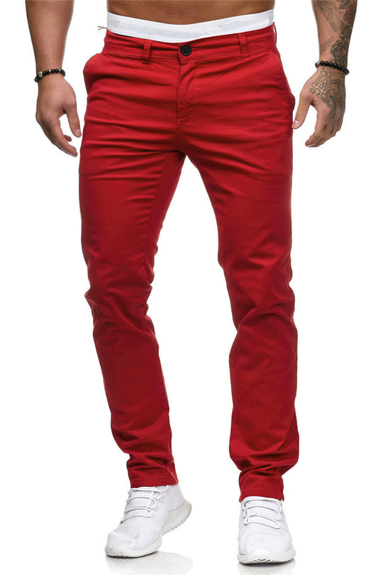 Herren Slim-Fit Chinohosen mit elastischem Bund und praktischen Taschen R&B