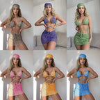 Damen Wickel-Bikini-Set mit floralem Muster und verspieltem Rock R&B