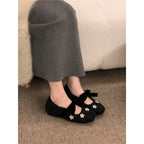 Damen modische Ballerinas mit floralem Dekor und Veloursdetails R&B