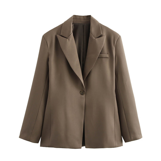 Damen elegante Blazerjacke im minimalistischen Design mit praktischen Taschen R&B