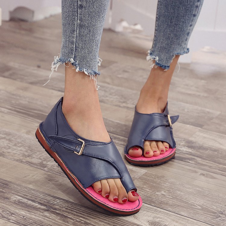 Damen Komfortable Zehensteg-Sandalen mit verstellbarem Riemen und anatomischem Fußbett R&B