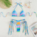 Damen Triangel-Bikini mit modischen Schnüroptik und schimmernden Ringdetails R&B