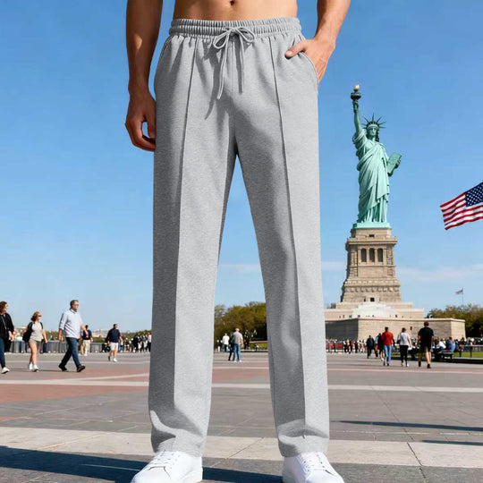 Herren nan elegante Sweathose mit Bügelfalte geradem Bein und Tunnelzug R&B