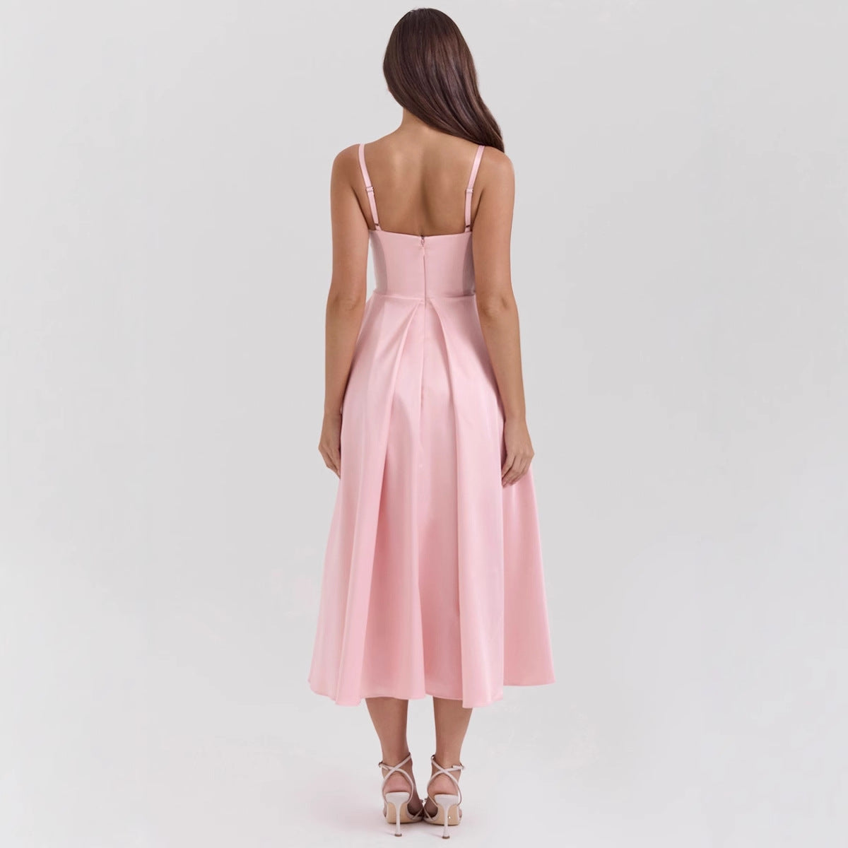 Damen Midikleid mit elegantem V-Ausschnitt und schwingendem Rock R&B