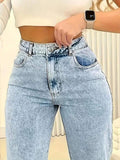 Damen Hochtaillierte Jeans mit lässigem Schnitt und modernen Waschungen R&B