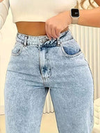 Damen Hochtaillierte Jeans mit lässigem Schnitt und modernen Waschungen R&B