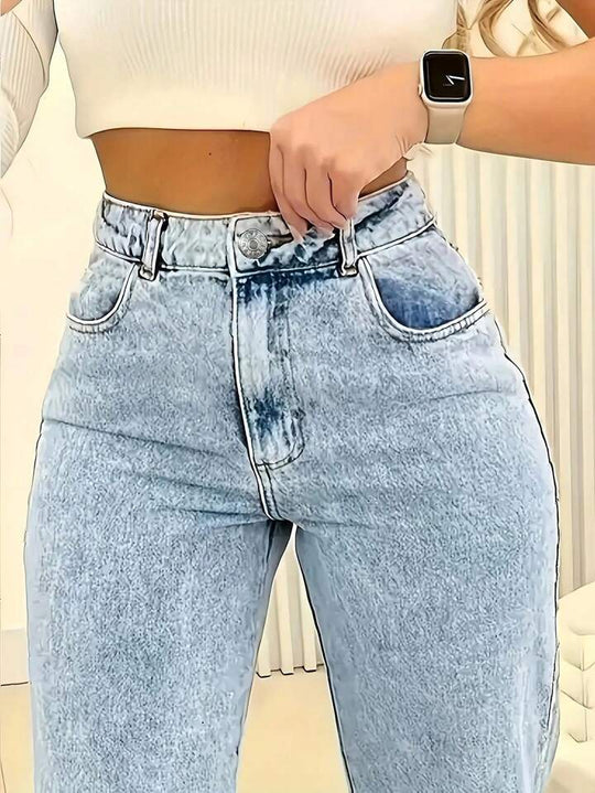 Damen Hochtaillierte Jeans mit lässigem Schnitt und modernen Waschungen R&B