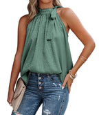 Damen Chiffon Top mit dekorativem Krawattenausschnitt R&B