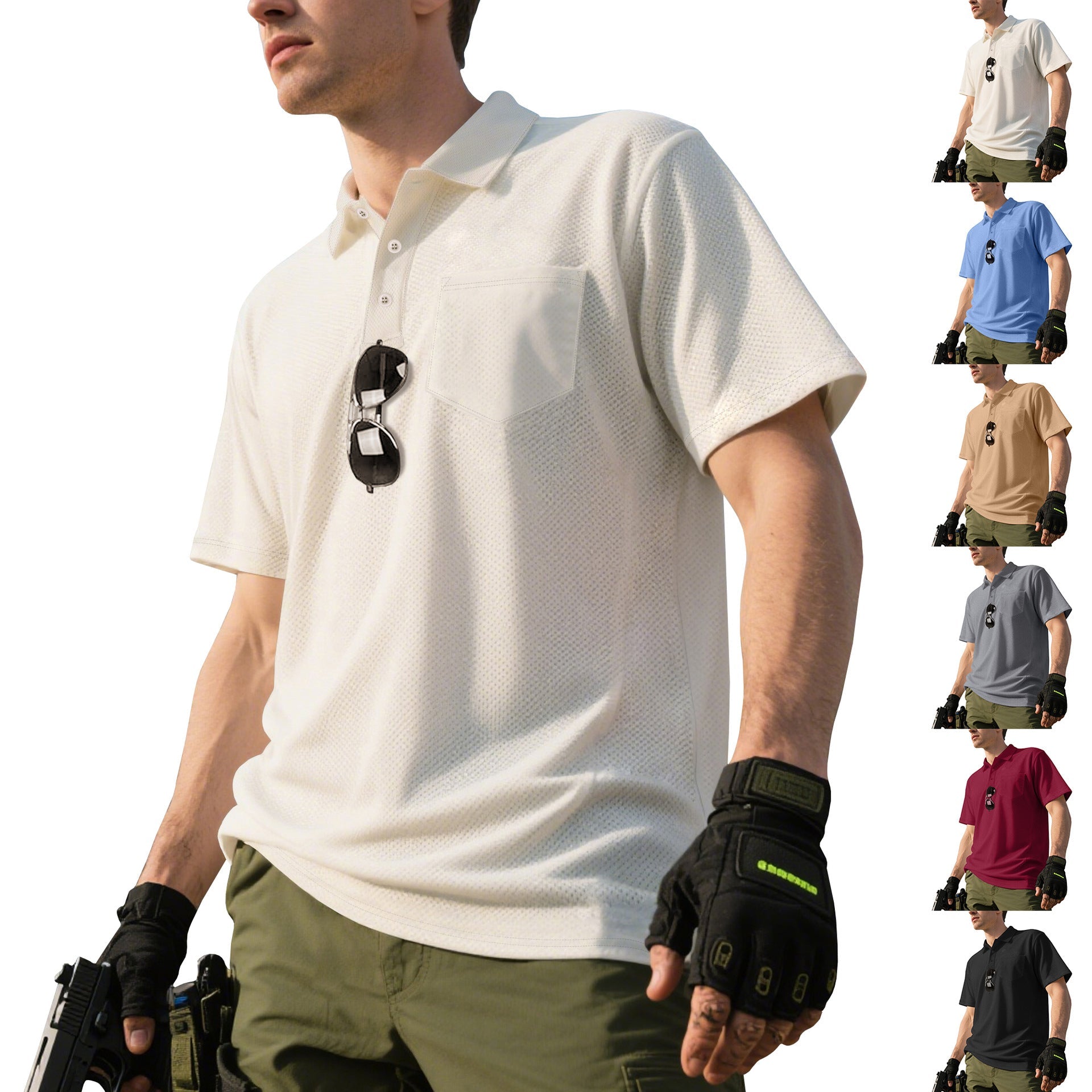 Herren Polo-Shirt mit atmungsaktivem Mesh-Gewe und praktischer Brusttasche