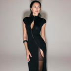 Damen Elegantes Wickelkleid mit hochgeschlossenem Kragen und schmaler Silhouette R&B