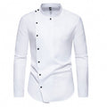 Herren modisches Hemd mit asymmetrischem Knopfdesign und elegantem Stehkragen R&B