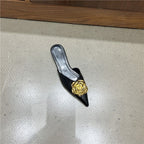 Damen elegante Mules mit Blumendekor R&B