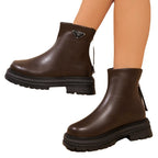 Damen Stiefeletten mit robustem Gummiprofil und modischem Reißverschluss R&B