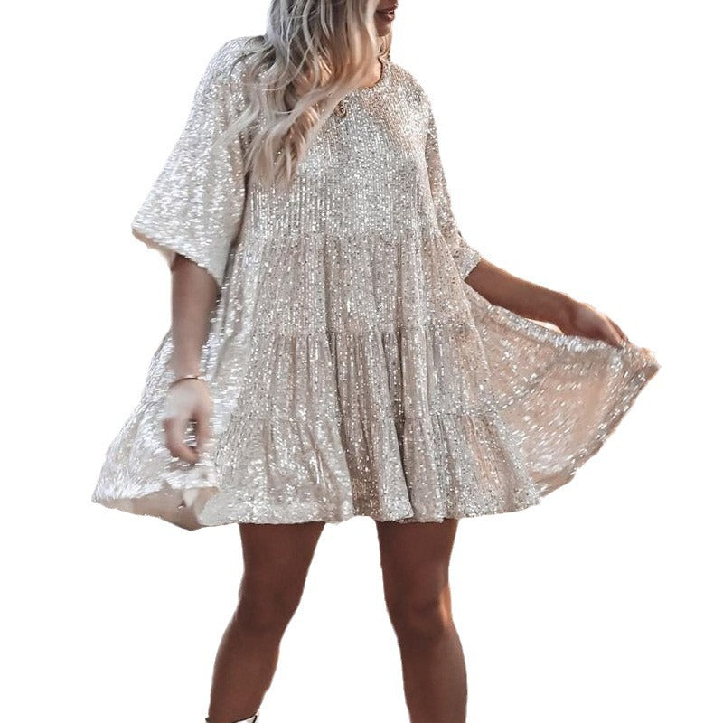 Damen funkelndes.Blusenkleid mit lockerer Passform R&B