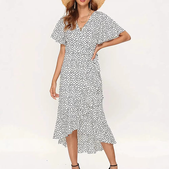 Damen Maxikleid mit floralem Design und schwingendem Saum R&B