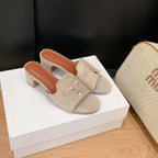 Damen Elegante Mules mit trendigem Schleifenakzent