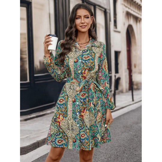 Damen Langarm Kleid mit floralem Muster R&B