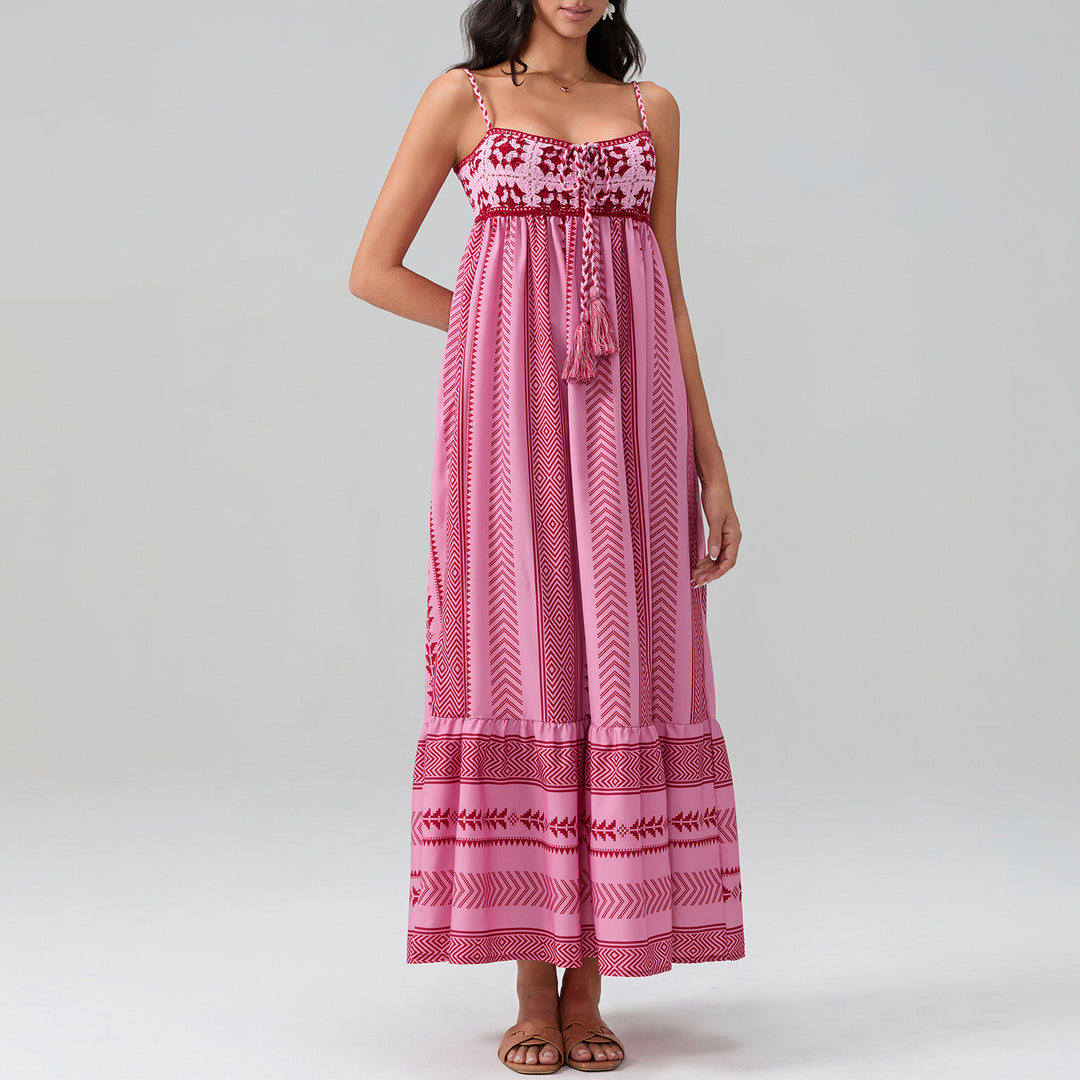 Damen Maxikleid mit raffiniertem Boho-Muster R&B