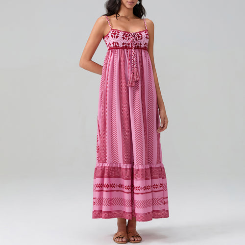 Damen Maxikleid mit raffiniertem Boho-Muster R&B