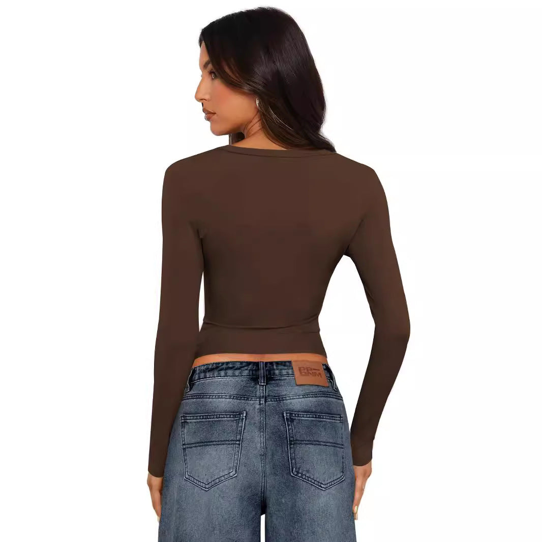 Damen lässiges Langarmshirt mit figurbetontem Schnitt R&B