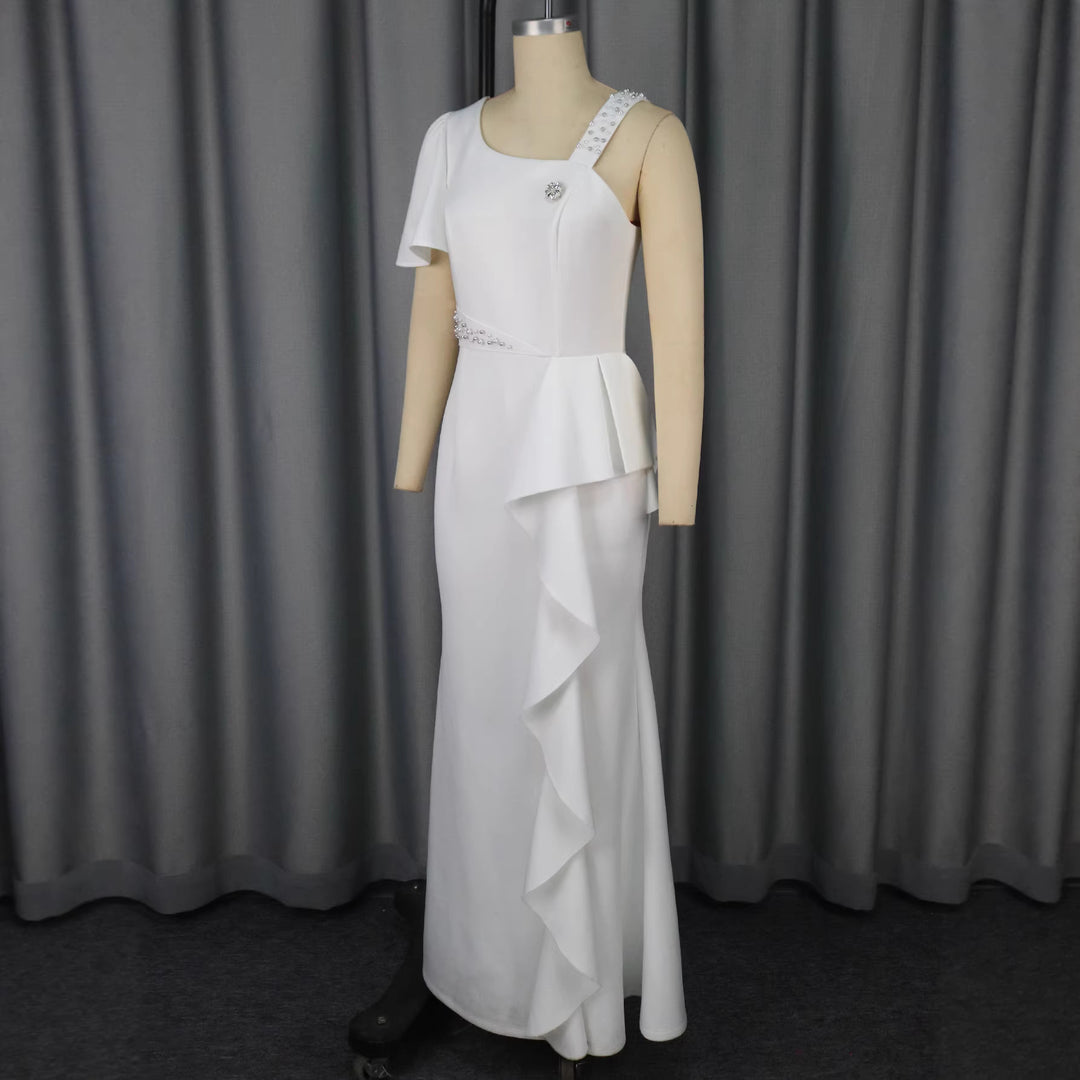 Damen Elegantes Abendkleid mit asymmetrischem Schnitt und Rüschen R&B