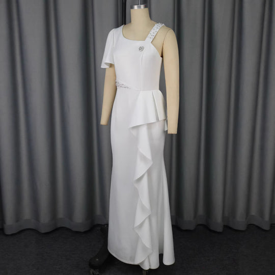 Damen Elegantes Abendkleid mit asymmetrischem Schnitt und Rüschen R&B