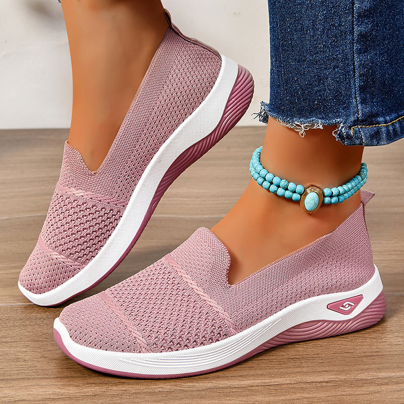 Damen Komfortable Slip-On Freizeit-Schuhe mit atmungsaktivem Obermaterial