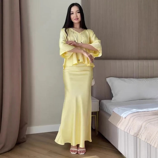 Damen Elegantes Wickelkleid mit fließendem Schnitt R&B