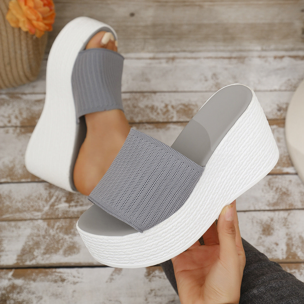 Damen Wedge-Pantoletten mit komfortablem Fußbett und flexiblem Obermaterial R&B