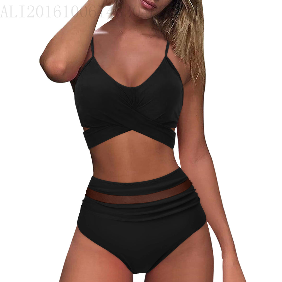 Damen High-Waist Bikini Set mit modischem Wickel-Oberteil R&B