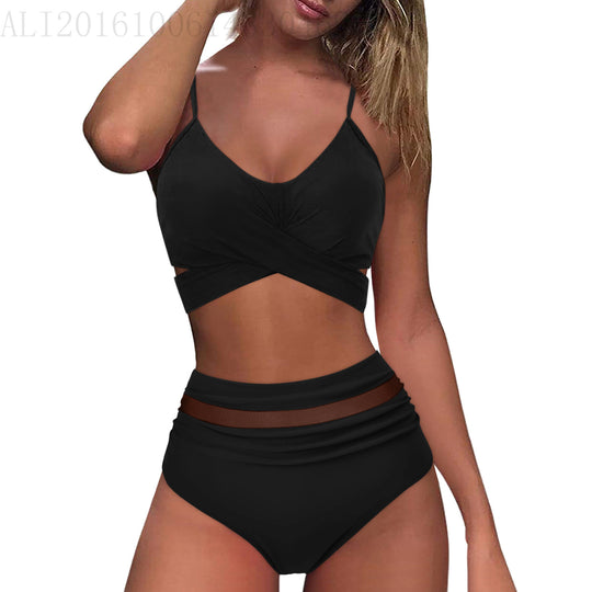 Damen High-Waist Bikini Set mit modischem Wickel-Oberteil R&B