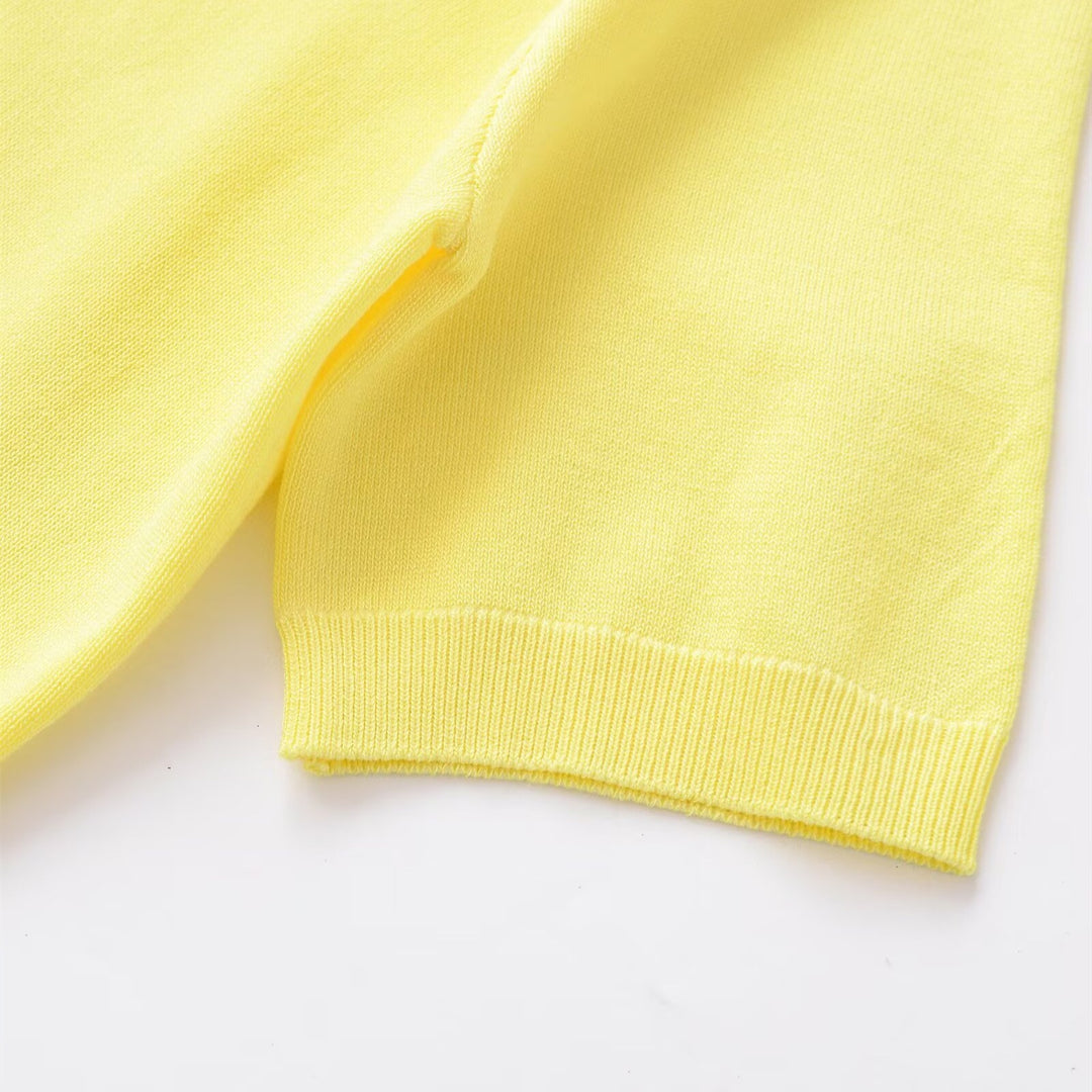 Damen Kurzarm-V-Ausschnitt Pullover R&B