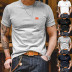 Herren klassisches Kurzarm T-Shirt mit Brusttasche aus hochwertiger Baumwolle R&B