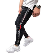 Herren modische Ripped Jeans mit kontrastierenden seitlichen Streifen und detailverliR&Bten Designelementen R&B