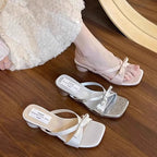 Damen elegante Mules mit dekorativem Schleifenakzent R&B