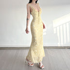 Damen Maxikleid mit floralem Design und verstellbarem Träger R&B