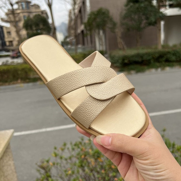 Damen bequeme Clogs mit modischem Überkreuz-Riemendesign R&B