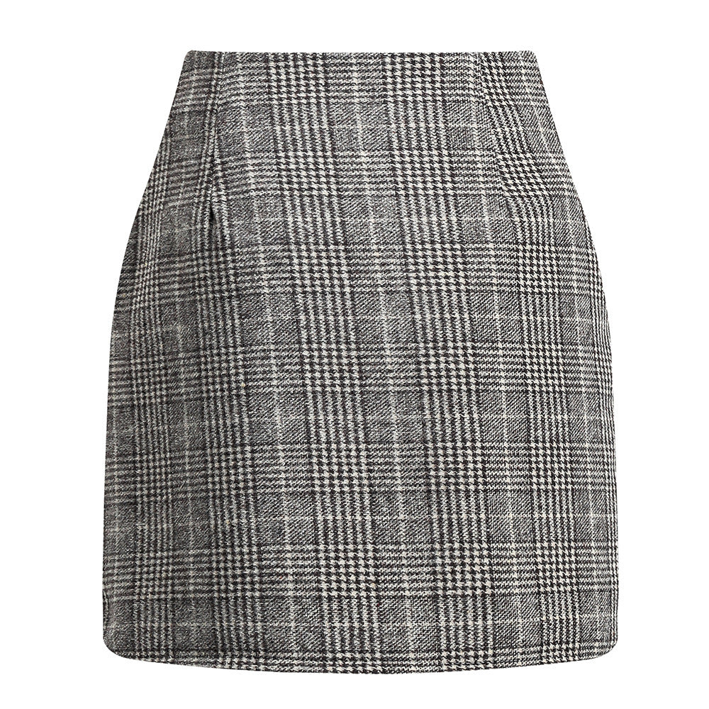 Damen Karierter Minirock mit hohem Bund und seitlichen Eingrifftaschen R&B