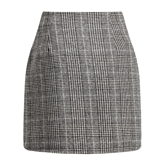 Damen Karierter Minirock mit hohem Bund und seitlichen Eingrifftaschen R&B