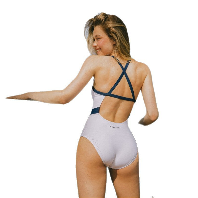 Damen Hochwärtiger Halterneck-Badeanzug R&B