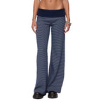 Damen weite Lounge-Hose mit elastischem Bund und maritimem Streifenmuster R&B