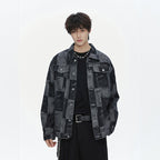 Herren Oversized Jeansjacke im Urban-Style mit grafischem Druck